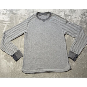 Lululemon Pullover Womens 10 Gray Striped Long Sleeve Crew Top Yoga Athletic Gym